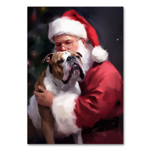 Pitbull With Santa Claus Festive Christmas Table Number