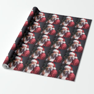 Pitbull With Santa Claus Festive Christmas Wrapping Paper