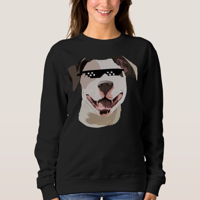 Pitbull With Sunglasses 385 Sweatshirt (Front)