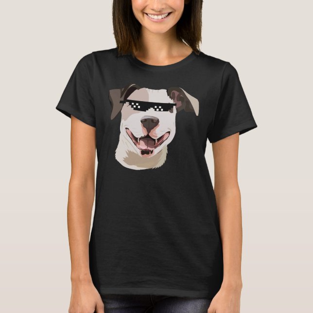Pitbull With Sunglasses 385 T-Shirt (Front)