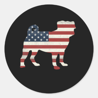 Pitbull with USA Flag Classic Round Sticker