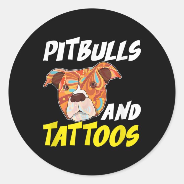Pitbulls And Tattoos Pit Face Dog  Classic Round Sticker (Front)