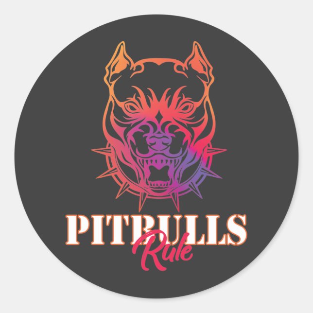 Pitbulls Rule  Classic Round Sticker (Front)