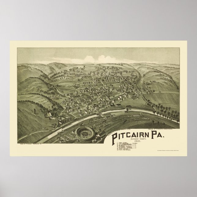 Pitcairn, PA Panoramic Map - 1901 Poster (Front)