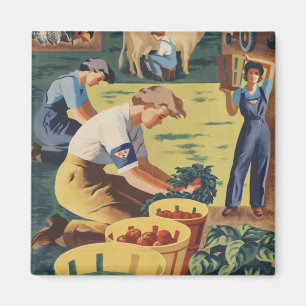 Pitch in and Help Join the Women's Land Army Magnet