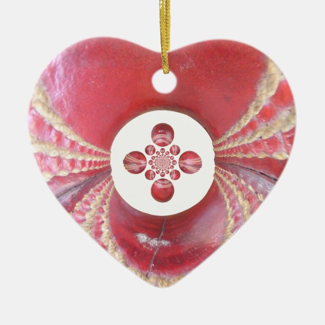 Pitch Kaleidoscope: Cricket Balls The Game's Heart Ceramic Ornament (Front)