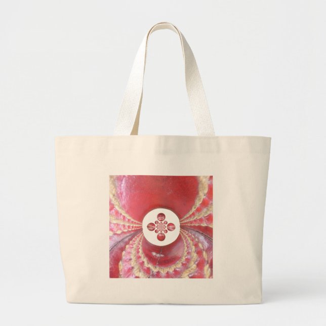 Pitch Kaleidoscope: Cricket Balls The Game's Heart Large Tote Bag (Front)