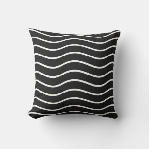 Pitch Pastel & White Wavy Lines Design Cushion