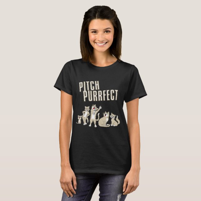 Pitch Purrfect Funny Singing Cats Movie Parody T-Shirt (Front Full)