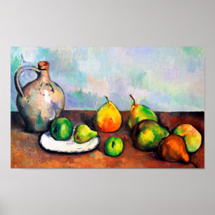 Pitcher and Fruit, Paul Cezanne Poster