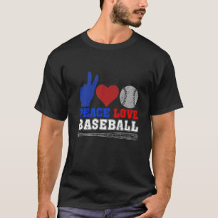 Pitcher Catcher Saying Peace Love Baseball T-Shirt