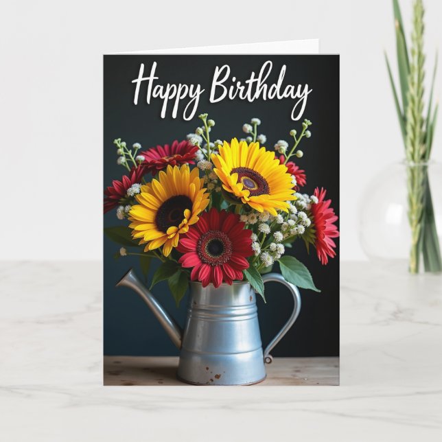 Pitcher Flowers Birthday Card (Front)