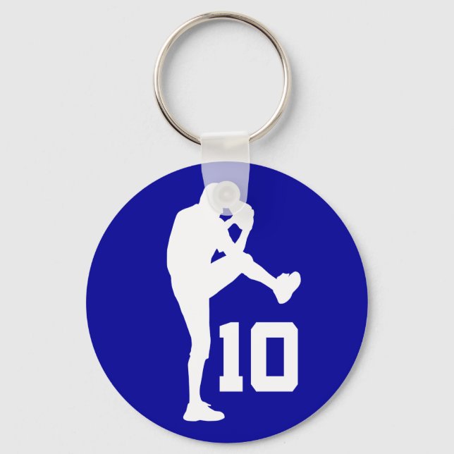 Pitcher Jersey Number 10 Baseball Sports Gift Key Ring (Front)