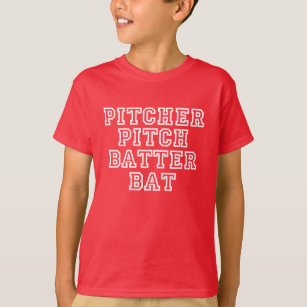 Pitcher Pitch Batter Bat Baseball Funny Kids T-Shirt