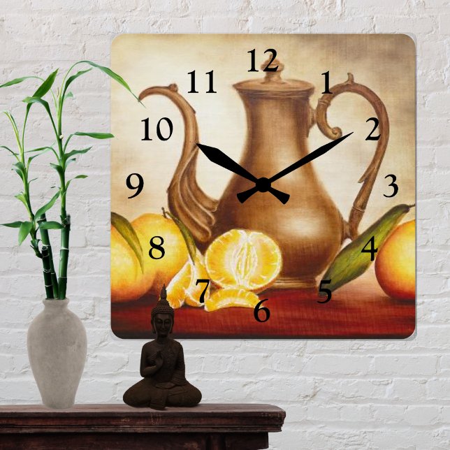 Pitcher with Oranges Square Wall Clock (Creator Uploaded)