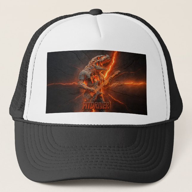 PitDriver Lava Lightning PitZilla Lid Trucker Hat (Front)