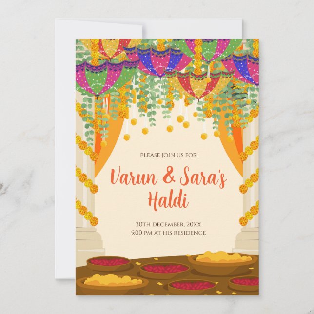 Pithi invitations Mayoun invitations, Haldi invite (Front)