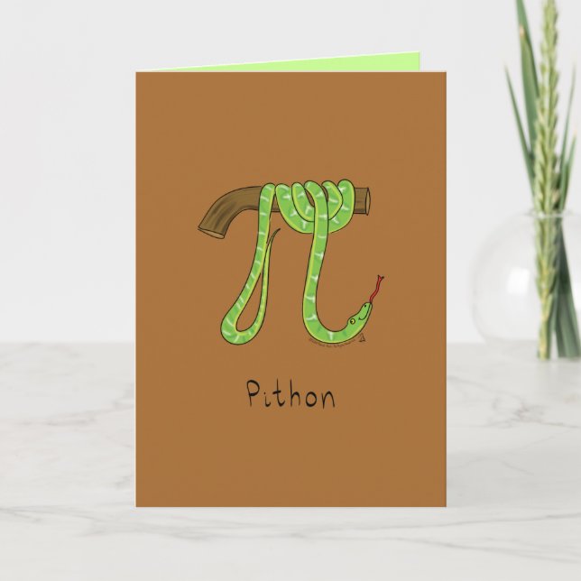 Pithon Python Snake - Pi Day Math Greeting Card (Front)