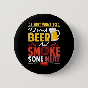 Pitmaster Shirt Gift Tee Drink Beer Smoke Meat Bbq 6 Cm Round Badge