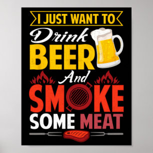 Pitmaster Shirt Gift Tee Drink Beer Smoke Meat Bbq Poster