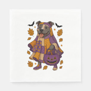 Pitpull Dog Ghost Halloween Napkin
