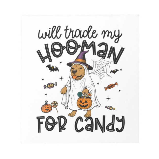 Pitpull Dog Halloween Ghost Spooky Notepad (Front)