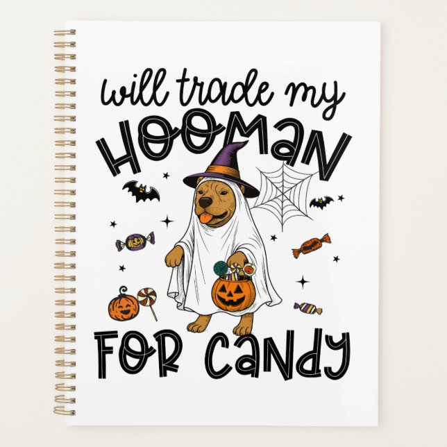 Pitpull Dog Halloween Ghost Spooky Planner (Front)