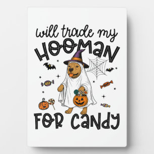 Pitpull Dog Halloween Ghost Spooky Plaque