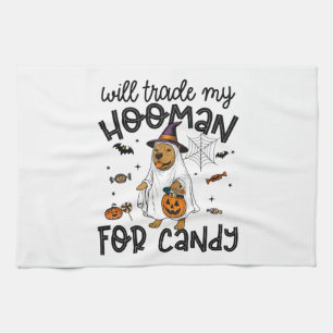 Pitpull Dog Halloween Ghost Spooky Tea Towel