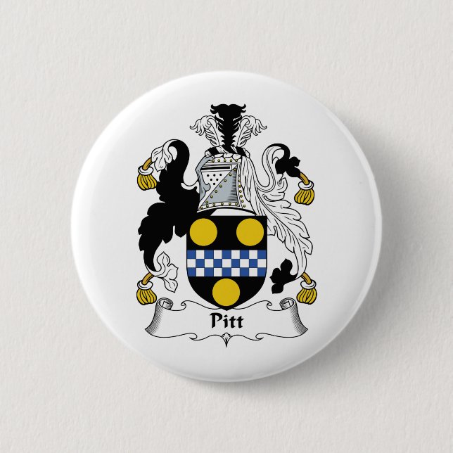 Pitt Family Crest 6 Cm Round Badge (Front)