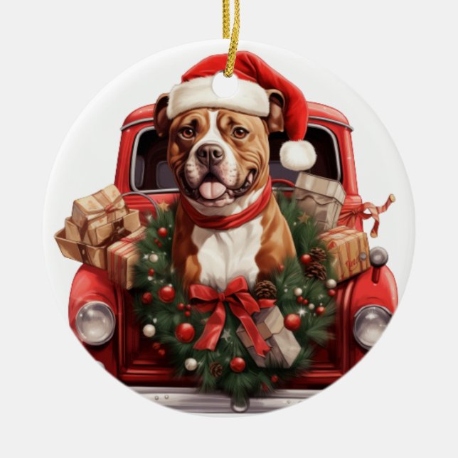 Pittbull Terrier. Pitt Bull dog PitBull Ornament (Front)