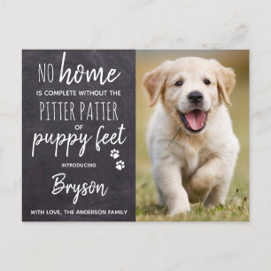 Pitter Patter of Puppy Feet New Pet Dog Puppy Announcement Postcard