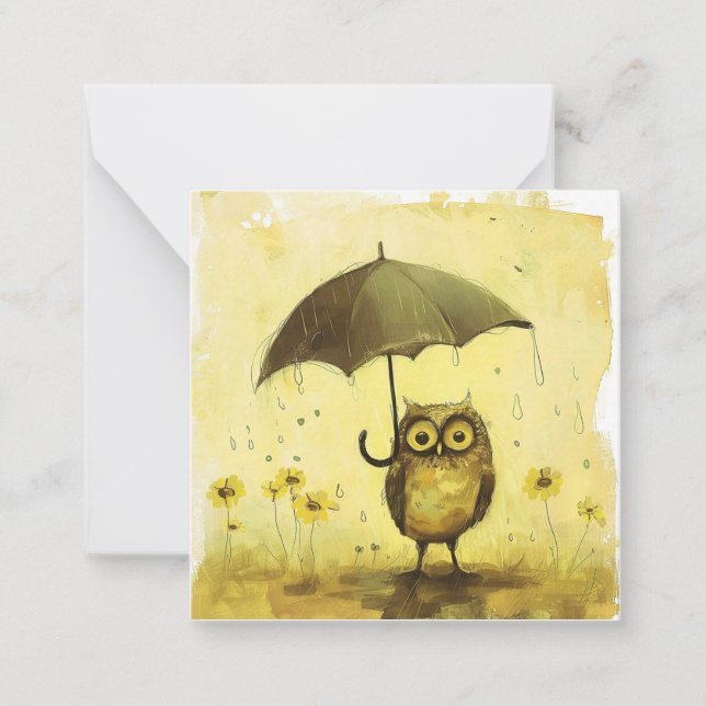 Pitter-Patter & Post-Internet Purr: Minimalist Owl Card (Front)