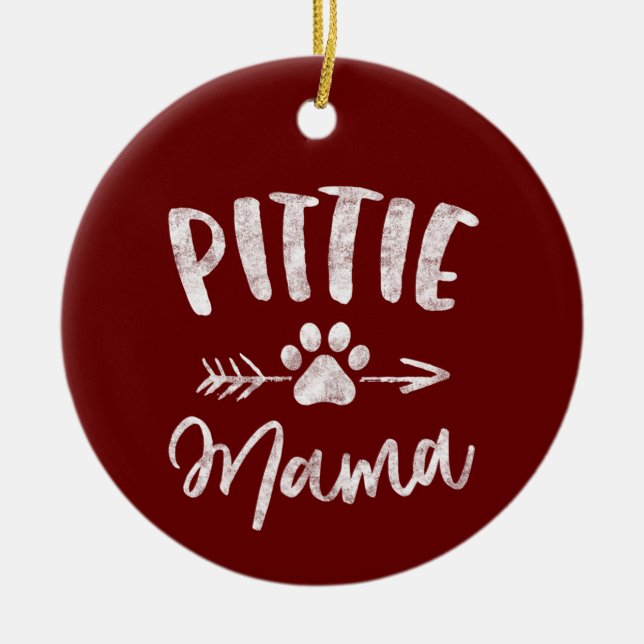 Pittie Mama Pitbull Lover Gifts Pit bull Dog Mum M Ceramic Ornament (Front)