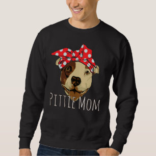 Pittie Mum Funny And Cute Pitbull Dog In Bandanna Sweatshirt