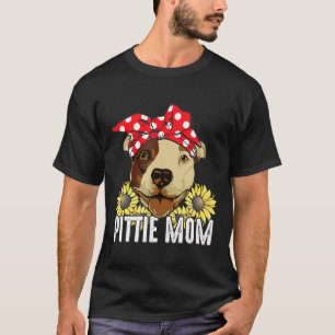 Pittie Mum Sunflower Happy Pitbull Dog Lover Gift T-Shirt