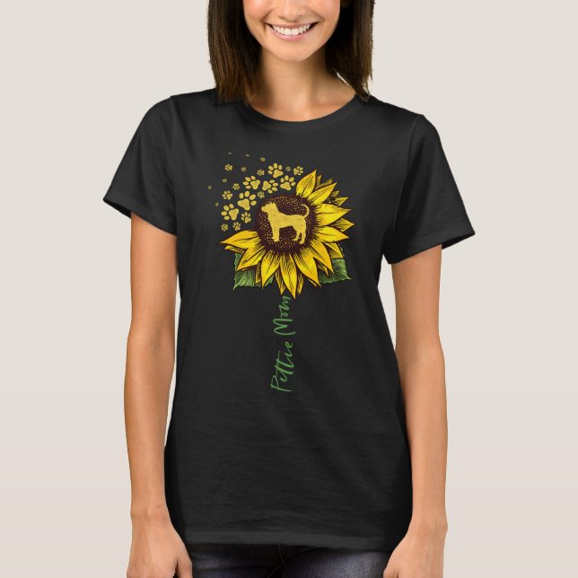 Pittie Mum Sunflower Pitbull Lover Gifts Dog Mum M T-Shirt (Front)