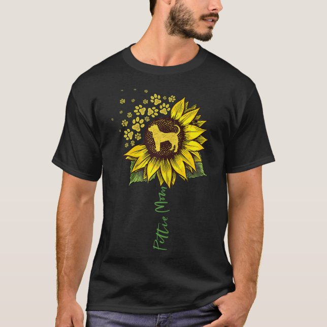 Pittie Mum Sunflower Pitbull Lover Gifts Dog Mum M T-Shirt (Front)