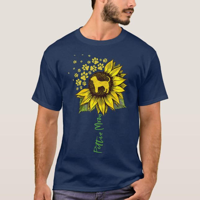Pittie Mum Sunflower Pitbull Lover Gifts Dog Mum T-Shirt (Front)