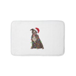Pittie Pitbull Christmas Lights Xmas Dog Lover  Bath Mat