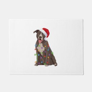 Pittie Pitbull Christmas Lights Xmas Dog Lover Doormat