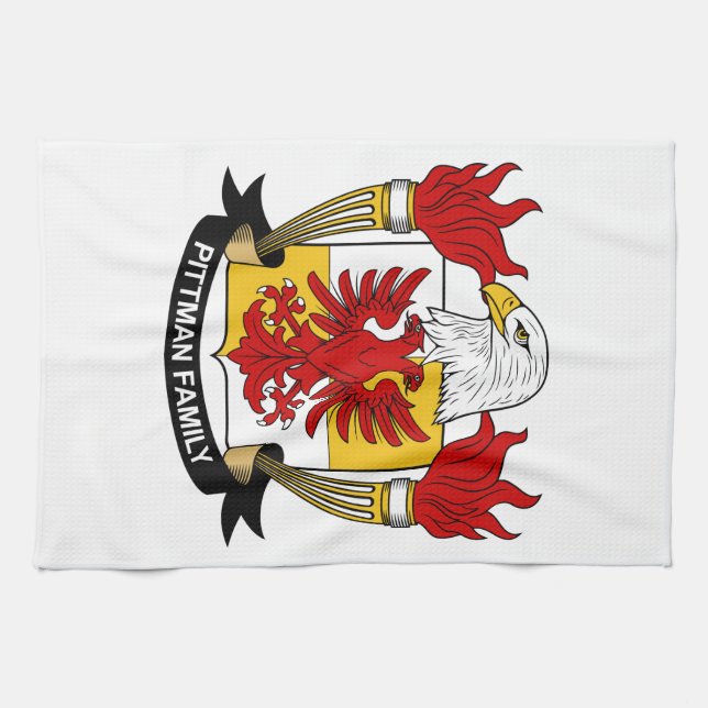 Pittman Family Crest Tea Towel (Horizontal)