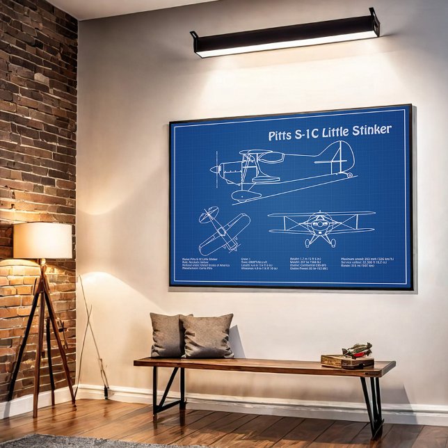 Pitts S-1C - Aeroplane Blueprint Plans AD Poster (Creator Uploaded)