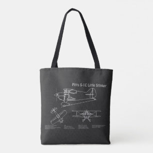 Pitts S-1C - Aeroplane Blueprint Plans PD Tote Bag