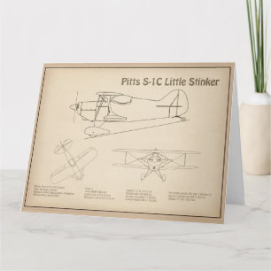 Pitts S-1C - Aeroplane Blueprint Plans SD Thank You Card