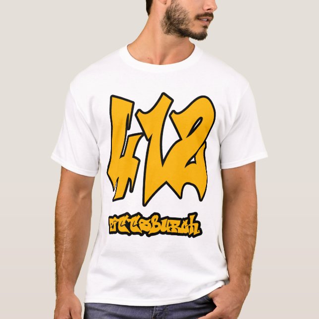 Pittsburgh 412 Area Code Shirt - Steelers Colours (Front)