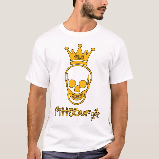 Pittsburgh 412 Skull Shirt - Black and Gold (Front)