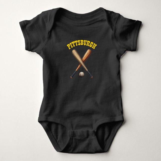 Pittsburgh Baseball Baby Bodysuit (Front)