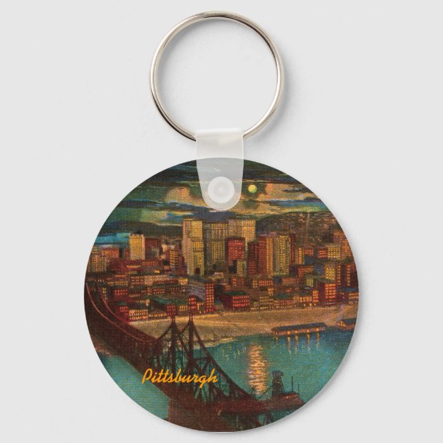Pittsburgh By Moonlight Keychain (Front)