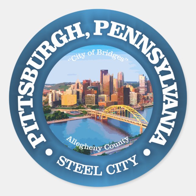Pittsburgh (cities) classic round sticker (Front)